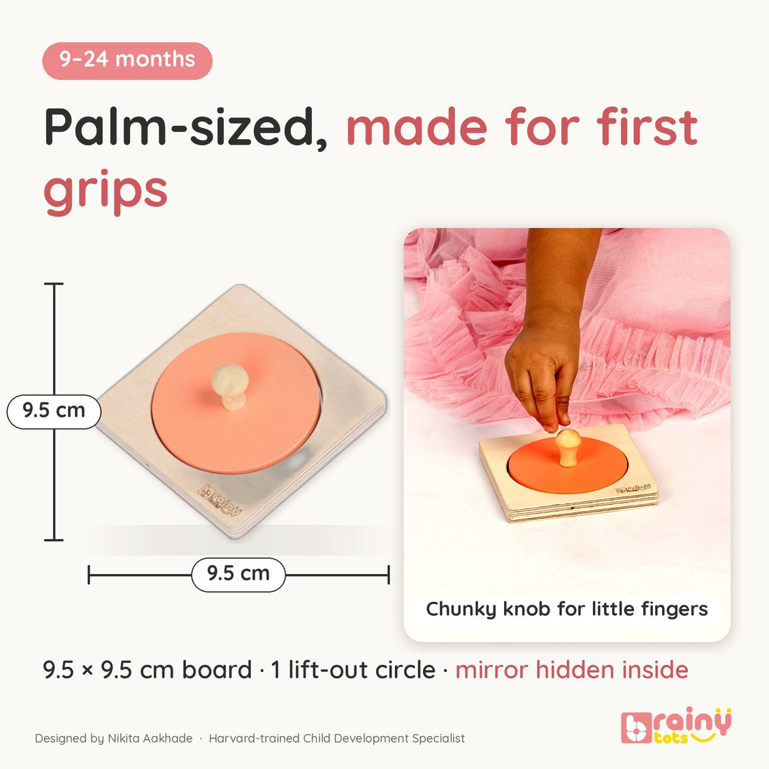 Circle Shape Puzzle – Grasping & First Problem-Solving Toy - Wooden Montessori Toy for Babies 6-18 Months