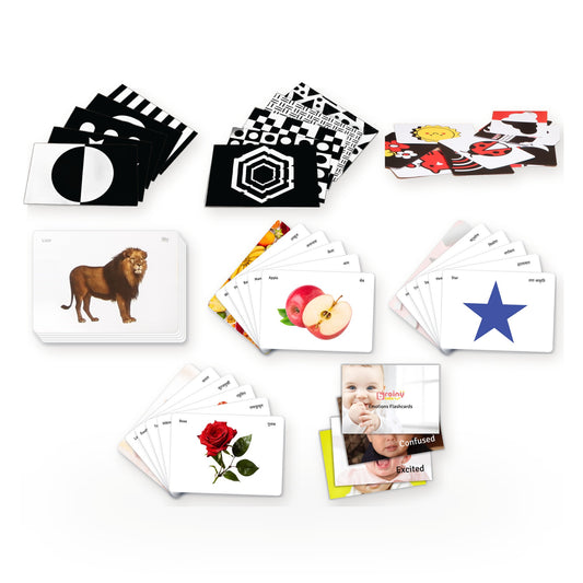 Flash Cards Kit of 8 Sets - High Contrast & Learning Flashcards for Babies 0-24 Months