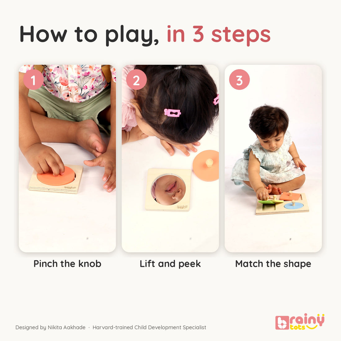Wooden Shape Puzzle Set - Montessori Shape Sorting Toy for 1 Year Old