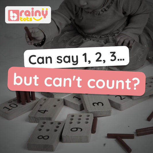 BrainyTots Numbers Peg Board video: wooden pegs counted into numbered boards 1 to 10, one peg per hole, building counting skills and pencil grip. Ages 1–3.