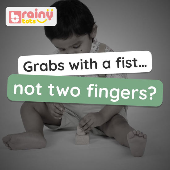 BrainyTots Cylinder Pincer Puzzle video: thumb and finger pinch the small wooden knob and fit the cylinder into its hole, practising pencil grip. Ages 18–36 months.