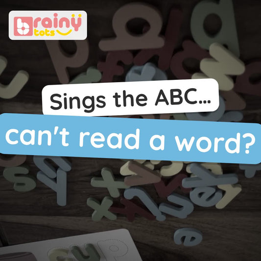BrainyTots Wooden Spelling Game video: pick a picture card, find the wooden letters and fit each one into its dotted outline to spell the word. Ages 3–7.