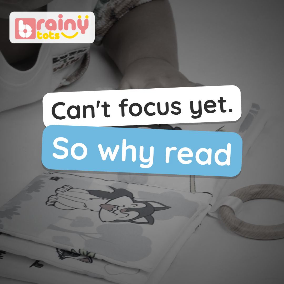 BrainyTots Reading Roots Kit video: high-contrast flashcards with a mirror, jungle cloth book, four board books and the Daily Parenting Toolkit guide. Ages 0–12 months.