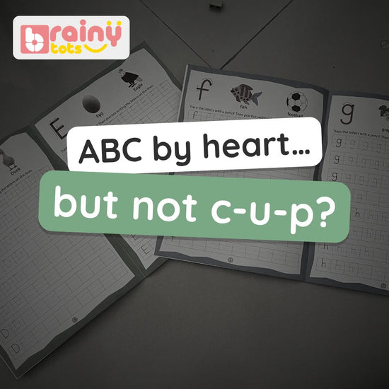 BrainyTots Read & Write Combo video: capital and small letter tracing workbooks, then the wooden spelling game – from tracing letters to spelling words. Ages 3–7.