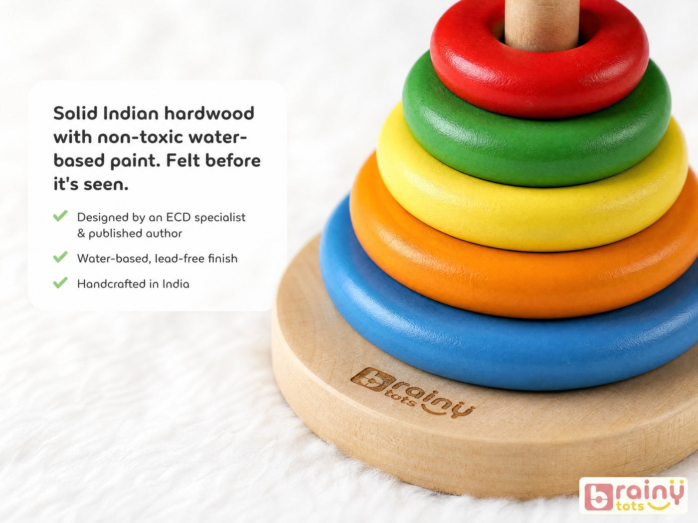 Solid Indian hardwood. Lead-free finish.