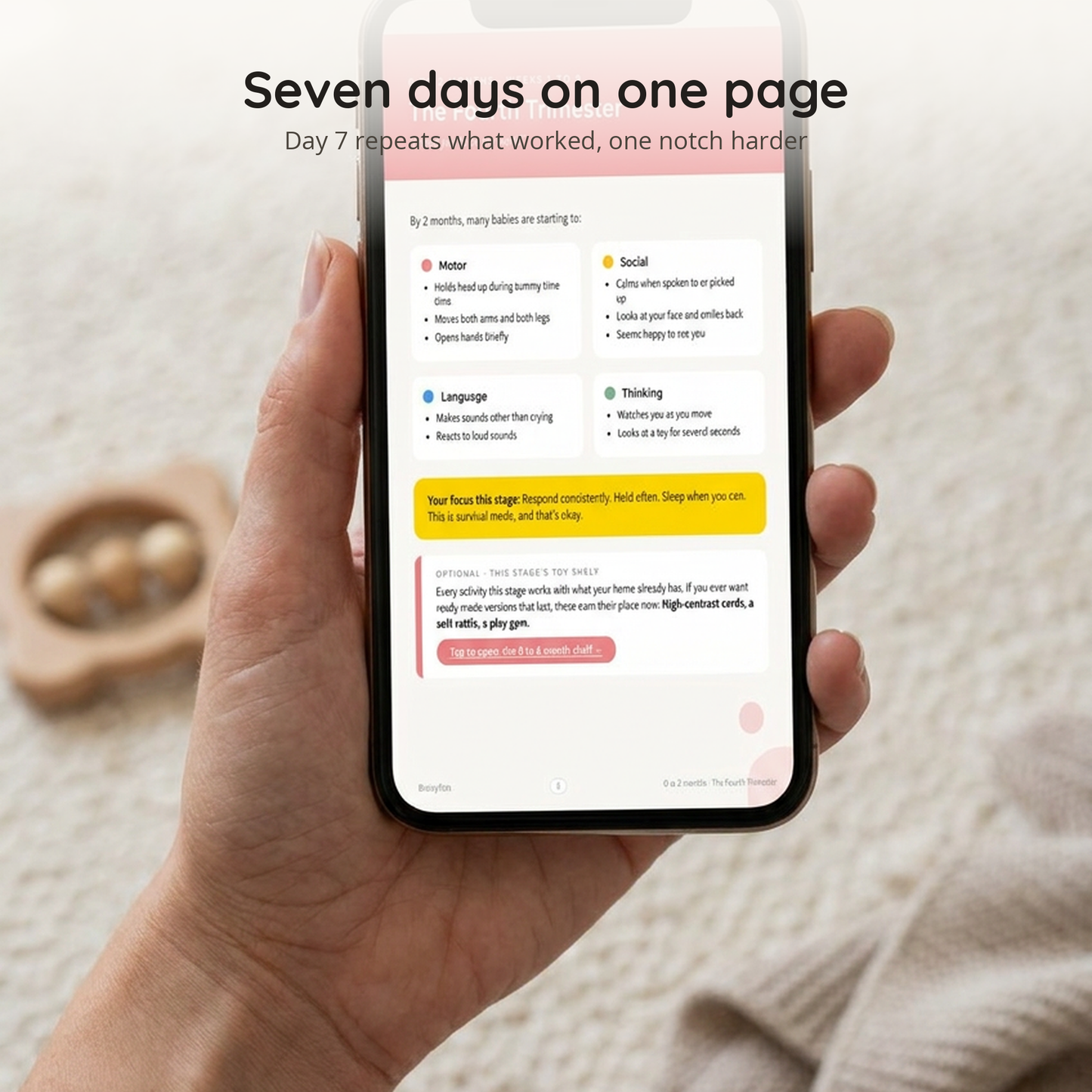 One real day from the plan, seven activities on one page