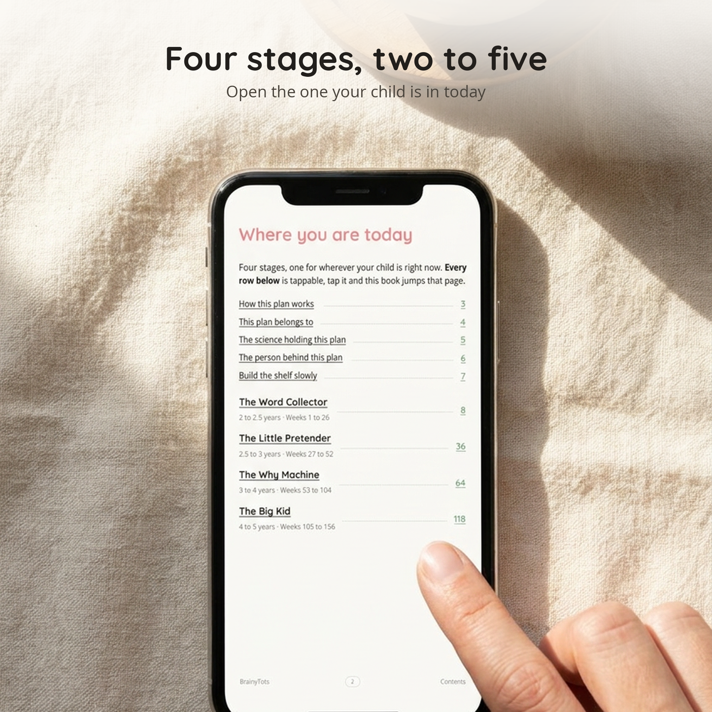 Four stages from two to five, on the contents page