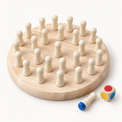 Colour Recall Memory Chess – Wooden Memory Chess Game for Kids 3+ Years | 24 Pegs, 6 Colours, 2-4 Players | Montessori-Inspired Memory & Focus Board Game