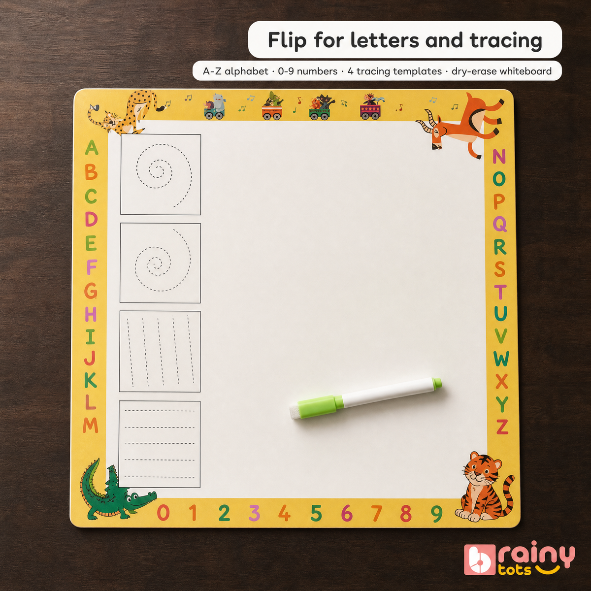 Self-correcting Montessori-inspired play — each sea animal fits one slot, chevrons line up 1 to 10