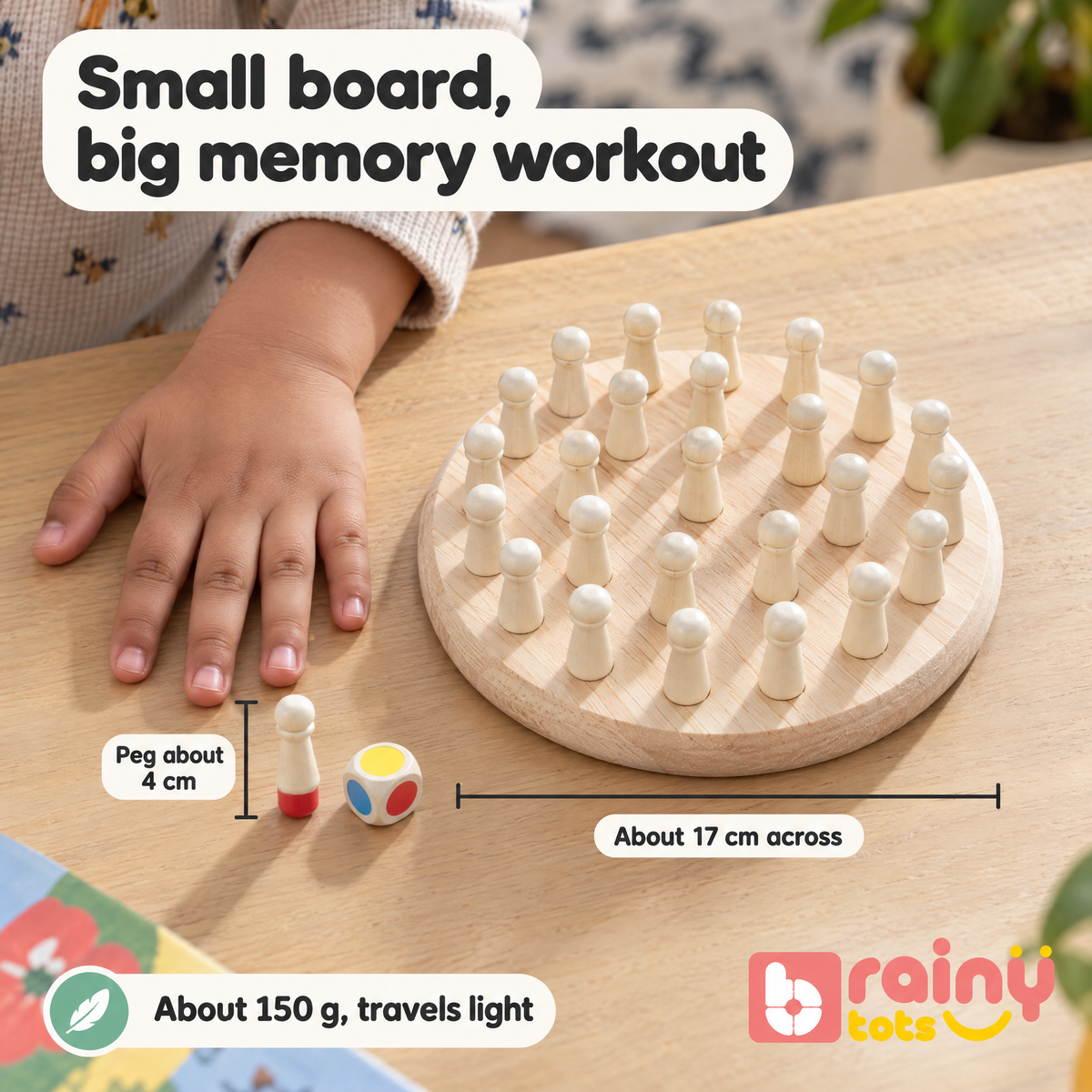 Colour Recall Memory Chess – Wooden Memory Chess Game for Kids 3+ Years | 24 Pegs, 6 Colours, 2-4 Players | Montessori-Inspired Memory & Focus Board Game