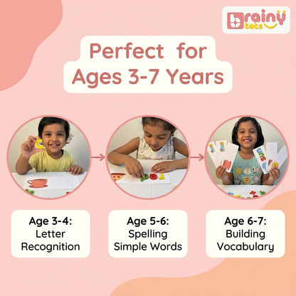 Wooden Spelling Game for Kids 3-7 Years - 28 Spelling Cards (56 Words) & 52 letters Blocks, Montessori Educational Learning Toy, Phonics Puzzle Game, Birthday Gift for Toddler Ages 3-7